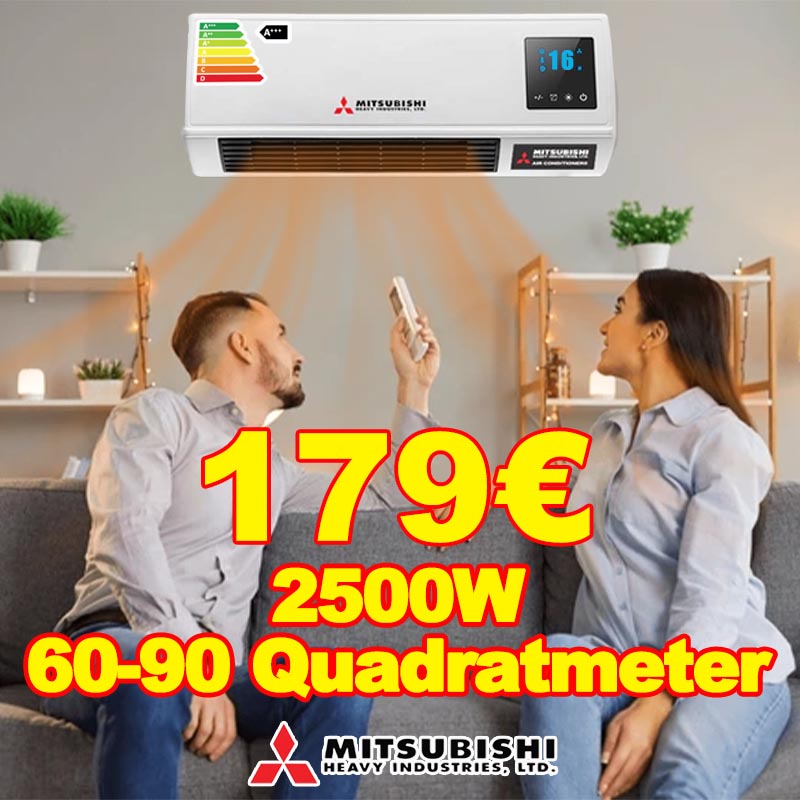 Einzelne Frequenz Heizung, schnelle Heizung, Leistung 2500 W, geeignet für Wohnungen von 60-90 Quadratmetern.