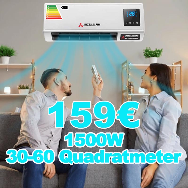 Einzelne Frequenz Kühlung, schnelle Kühlung, Leistung 1500 W, geeignet für Wohnungen von 30-60 Quadratmetern.